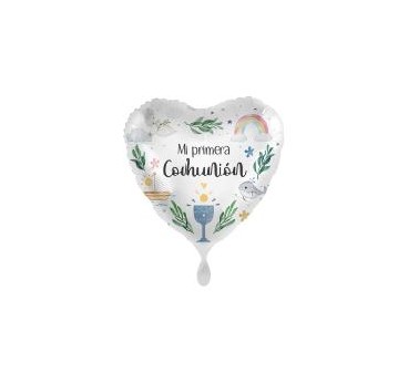 GLOBO FOIL MI PRIMERA COMUNION CORAZON 43 CM