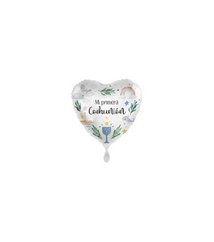 GLOBO FOIL MI PRIMERA COMUNION CORAZON 43 CM