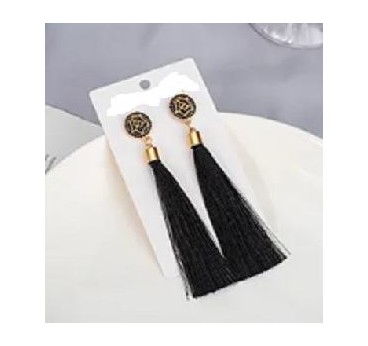 PENDIENTES FLECO BOTON NEGRO