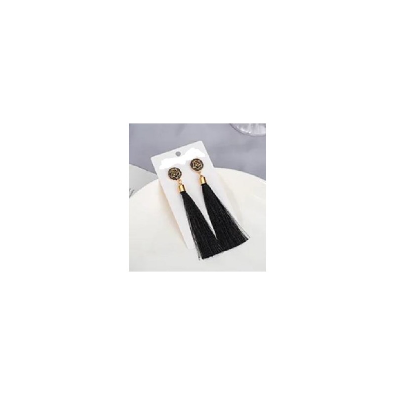 PENDIENTES FLECO BOTON NEGRO