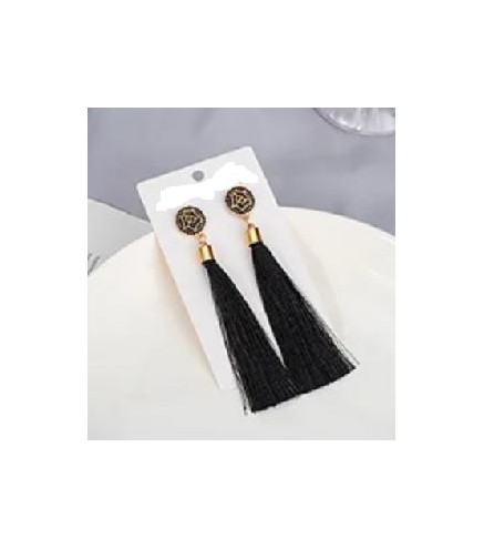 PENDIENTES FLECO BOTON NEGRO