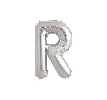 GLOBO LETRA "R" 86 CM PLATA