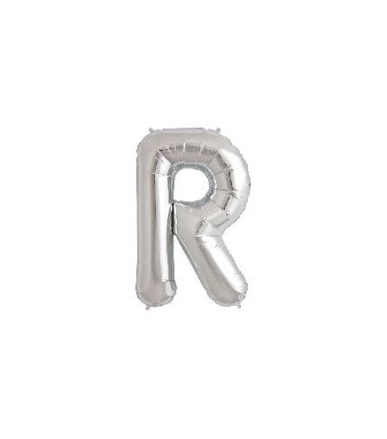 GLOBO LETRA "R" 86 CM PLATA