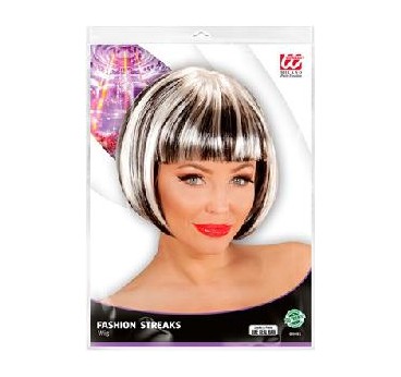 PELUCA FASHION STREAKS NEGRO-BLANCO