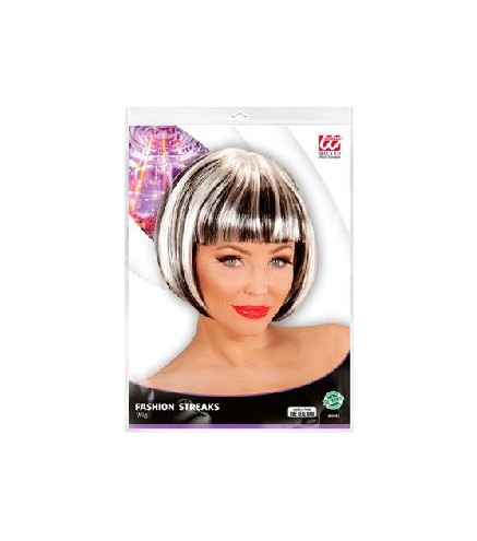 PELUCA FASHION STREAKS NEGRO-BLANCO