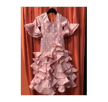 VESTIDO ALCAZAR ROSA LUNARES BLANCOS T-26