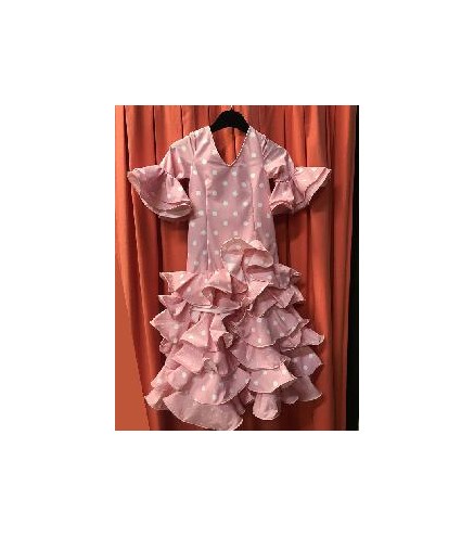 VESTIDO ALCAZAR ROSA LUNARES BLANCOS T-26