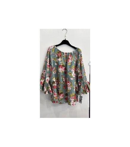 CAMISA FLAMENCA VERDE AGUA FLORES T-42