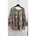 CAMISA FLAMENCA VERDE AGUA FLORES T-42