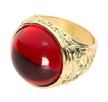 ANILLO ORO GEMA ROJA