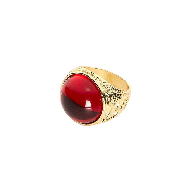 ANILLO ORO GEMA ROJA