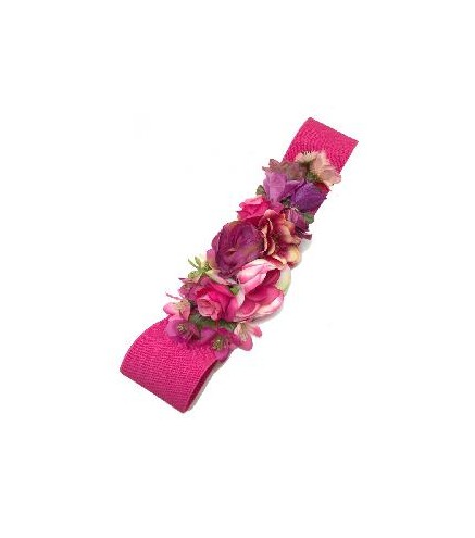 CINTURON ELASTICO FLORES FUCSIA