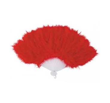 ABANICO PLUMAS ROJO