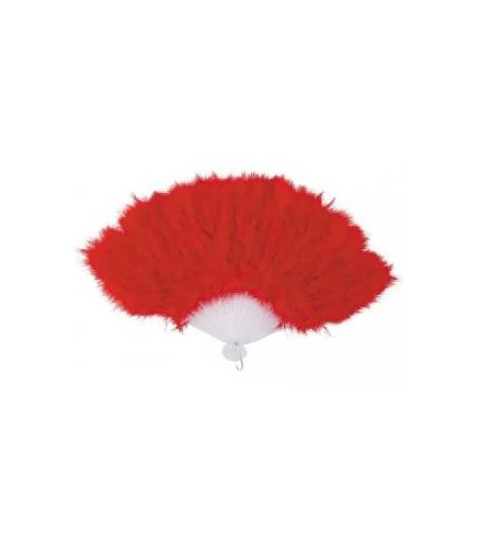 ABANICO PLUMAS ROJO