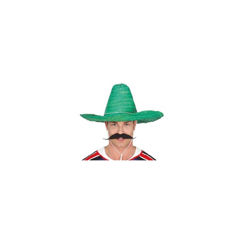 SOMBRERO MEXICANO PAJA 50CM. VERDE