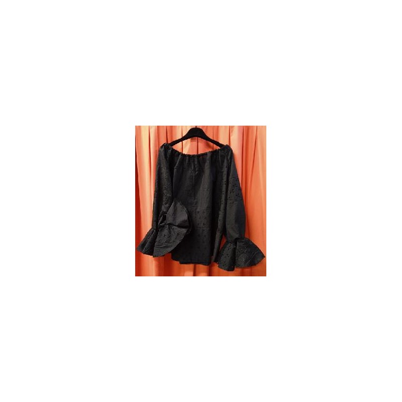 CAMISA FLAMENCA NEGRA LUNAR PUNTO ALFILER T-UNICA