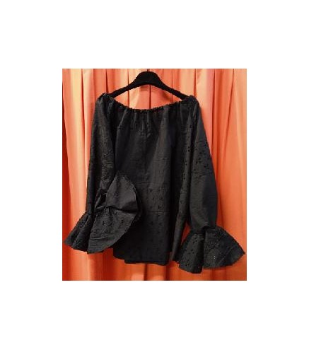 CAMISA FLAMENCA NEGRA LUNAR PUNTO ALFILER T-UNICA