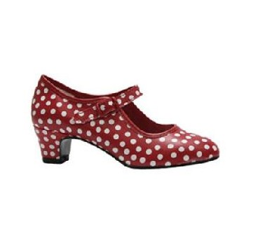 ZAPATO FLAMENCO POLIPIEL ROJO LUNARES T-32