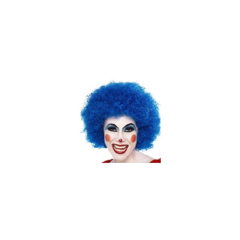 PELUCA PAYASO AZUL RIZADA