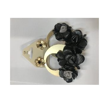 PENDIENTES CESTA ARO FLOR NEGRA