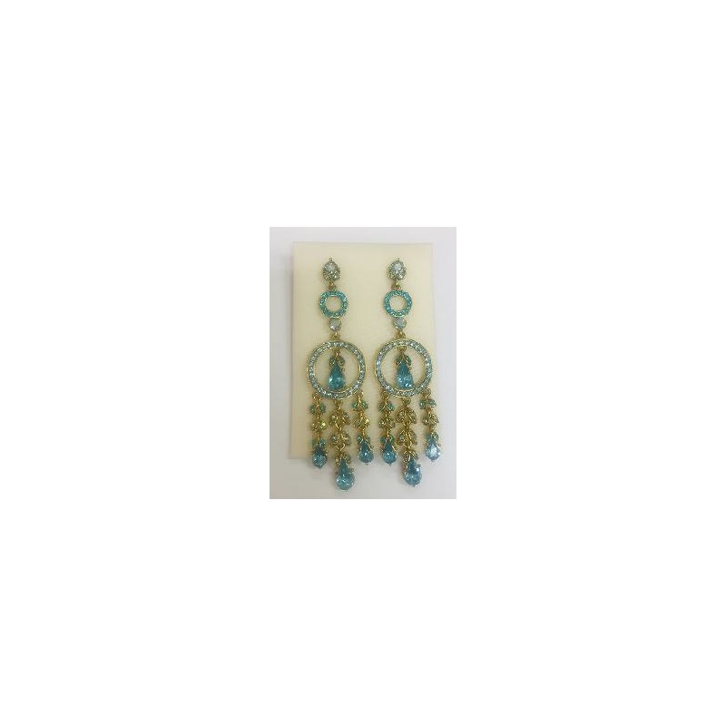 PENDIENTES JOYA PIEDRAS AZULES DOS AROS