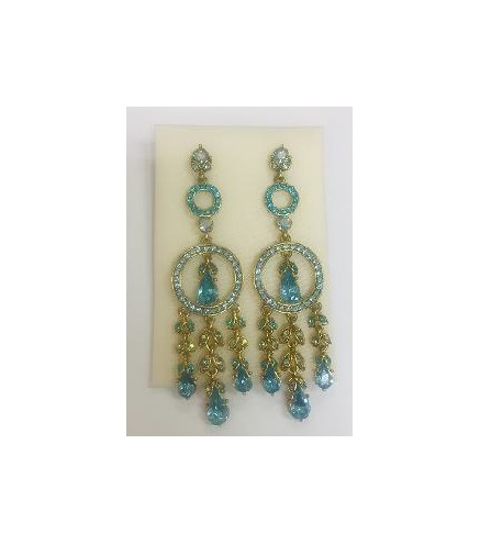 PENDIENTES JOYA PIEDRAS AZULES DOS AROS