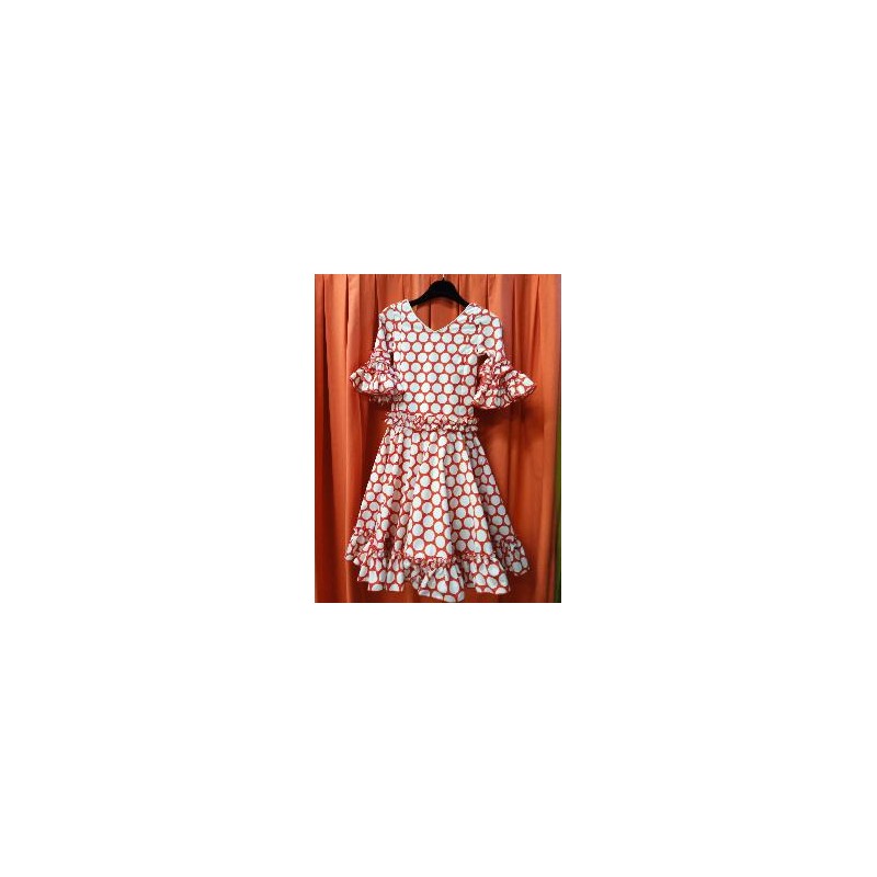 VESTIDO ANDALUCIA ROJO LUNARES BLANCOS T-6