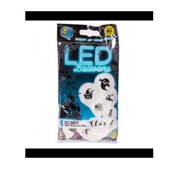 GLOBO LED*5-30CM HALLOWEEN -BLANCO