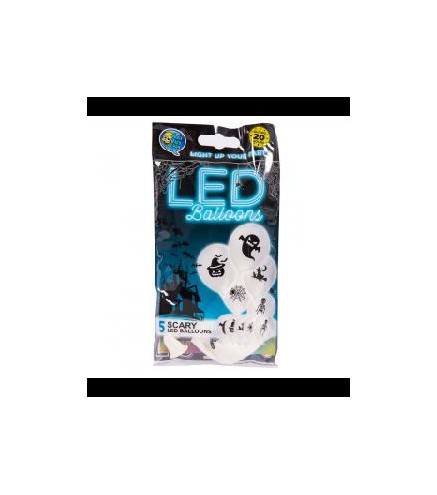 GLOBO LED*5-30CM HALLOWEEN -BLANCO