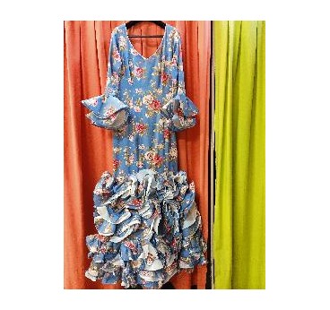 VESTIDO PATIOS AZUL ESTAMPADO FLORES T-38