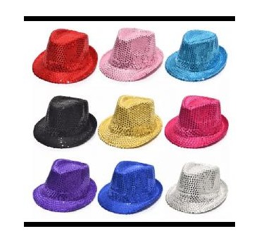 SOMBRERO GANGSTER LENTEJUELAS COLORES SURTIDOS