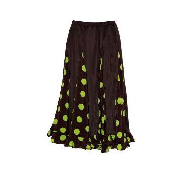 FALDA GODES NEGRA CON LUNARES VERDES XL