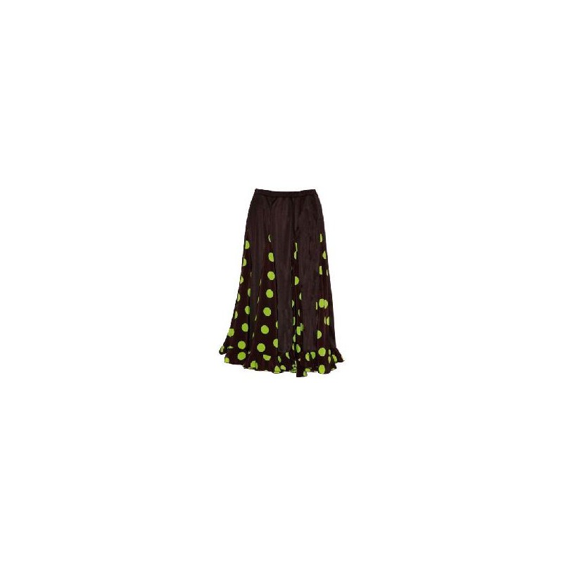 FALDA GODES NEGRA CON LUNARES VERDES XL