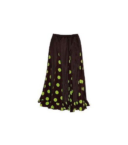 FALDA GODES NEGRA CON LUNARES VERDES XL