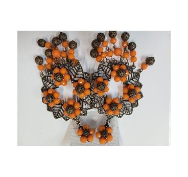 PENDIENTES METAL FLOR NARANJA