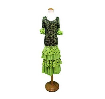 VESTIDO FLAMENCA NEGRO Y VERDE S