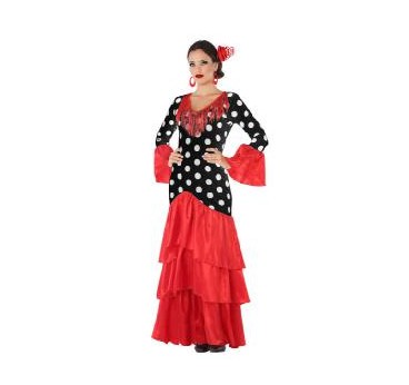 DISFRAZ VESTIDO FLAMENCO ROJO NEGRO T XS