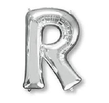 GLOBO LETRA"R" 86 CM PLATA