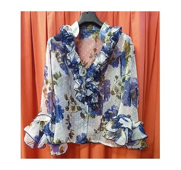 CAMISA MODELO CLAVEL GASA ESTAMPADO AZULONA T-44