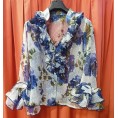 CAMISA MODELO CLAVEL GASA ESTAMPADO AZULONA T-44