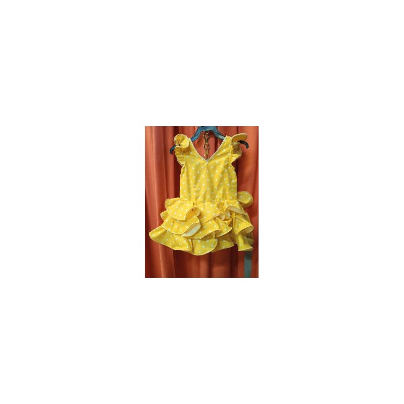 VESTIDO AMARILLO LUNAR BLANCO T-22