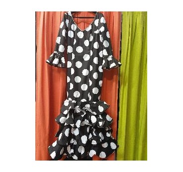 VESTIDO JARDINERA NEGRO LUNAR GALLETA  BLANCO T-50