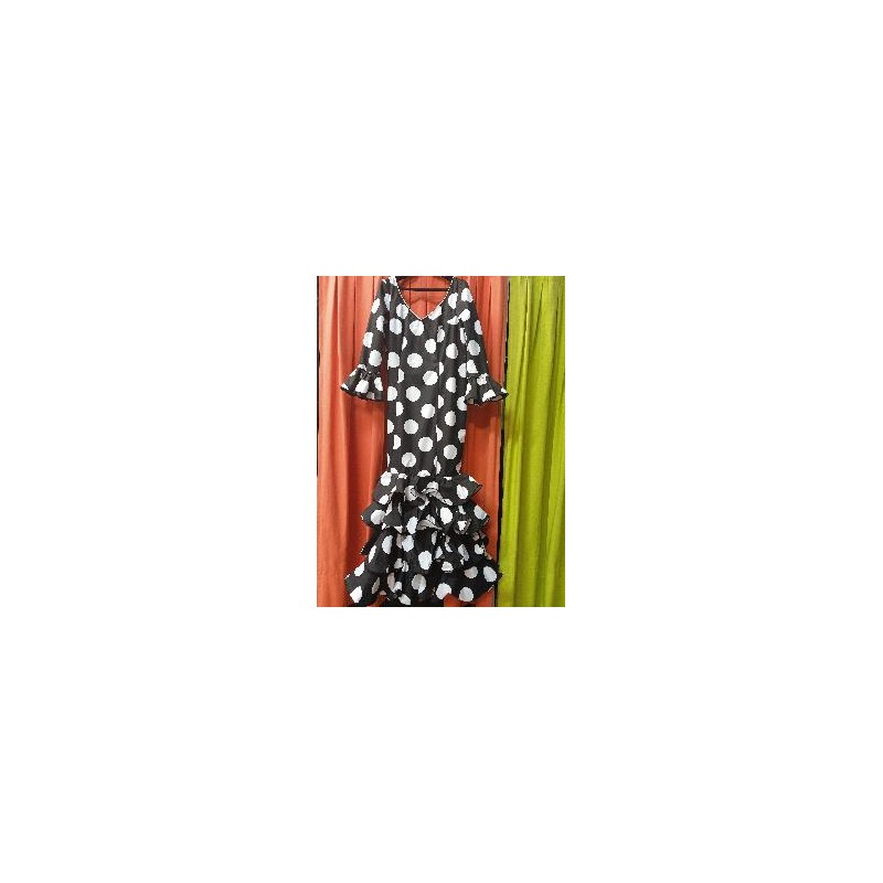 VESTIDO JARDINERA NEGRO LUNAR GALLETA  BLANCO T-50