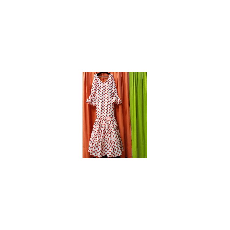 VESTIDO GRANADA BLANCO LUNAR EURO ROJO T-42