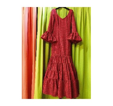 VESTIDO GRANADA ROJO LUNAR LENTEJA NEGRO T-38