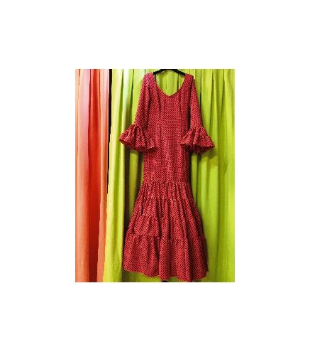 VESTIDO GRANADA ROJO LUNAR LENTEJA NEGRO T-38