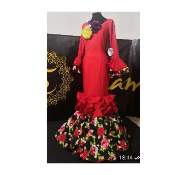 VESTIDO SEVILLA ROJO ESTAMPADO FLORES T-36