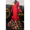 VESTIDO SEVILLA ROJO ESTAMPADO FLORES T-36