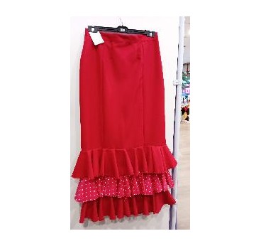 FALDA FLAMENCA ROJA 3 VOLANTES T-L