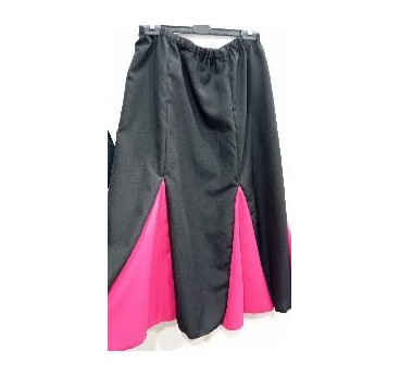 FALDA FLAMENCA NEGRA CON GODETS FUCSIA T-XL